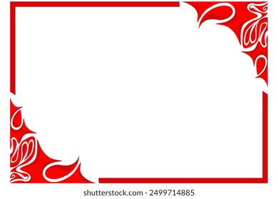 Red Border Frame Ornament Design Decoration