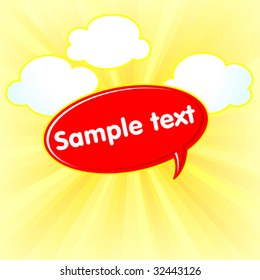 red border on a yellow background with clouds