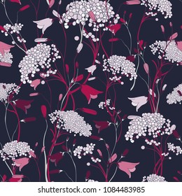 Red Bordo Botanical Flower Seamless Vector Background
