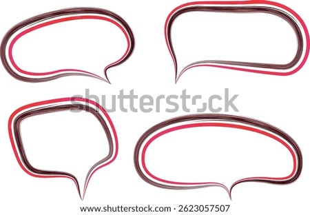 red bordo colorful abstract outline doodle speech buubbles set
