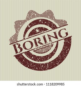 Red Boring distressed rubber stamp with grunge texture