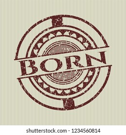 Red Born distress grunge stamp