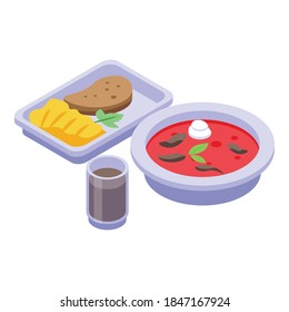 Red borsch lunch icon. Isometric of red borsch lunch vector icon for web design isolated on white background