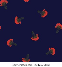 Red Botanical Floral seamless pattern design for fashion textiles, graphics, backgrounds and crafts