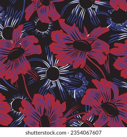 Diseño de patrones sin costura de la Floral Botánica Roja para textiles de moda, gráficos, fondos y artesanías