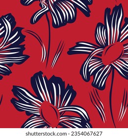 Diseño de patrones sin costura de la Floral Botánica Roja para textiles de moda, gráficos, fondos y artesanías
