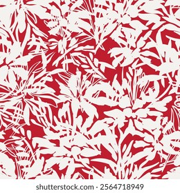 Red Botanical Floral seamless pattern design for fashion textiles, graphics, backgrounds and crafts