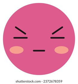 Red bothered emoticon on white background