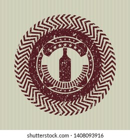 Red bottle icon inside distress rubber grunge seal