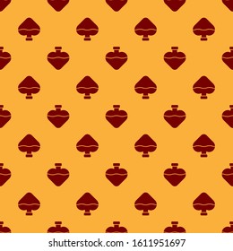 Red Bottle with love potion icon isolated seamless pattern on brown background. Valentines day symbol.  Vector Illustration