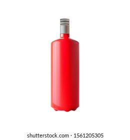 Red bottle on white background. Vector illustration.