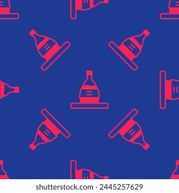 Botella roja del icono de sake aislado sin patrón en el fondo azul.  Vector