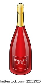 A red bottle of sparkling red wine.