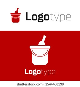Red Bottle of wine in an ice bucket icon isolated on white background. Logo design template element. Vector Illustration