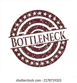 Red Bottleneck distressed rubber seal with grunge texture. 