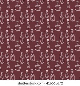 Red bottles seamless pattern