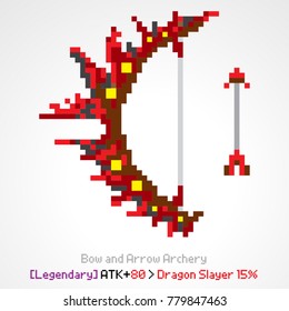 red bow for archery weapons pixel
