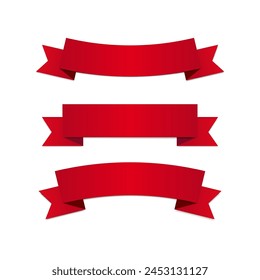Red bow banners ribbons flat style icon symbol isolated on white background vector illustration.