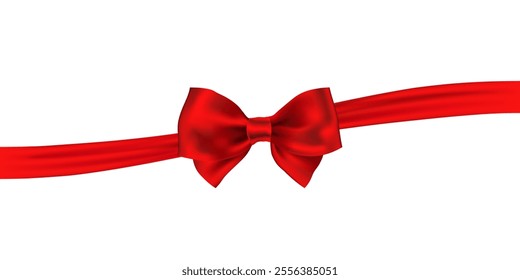 Red bow with beautifully curved ribbon looks elegant for decorating web pages, birthday parties, festivals, and other important events.