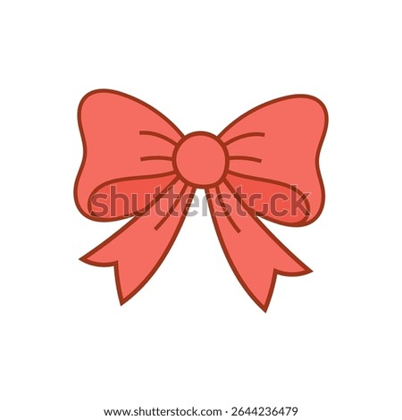 Red bow cartoon vector with cute soft design