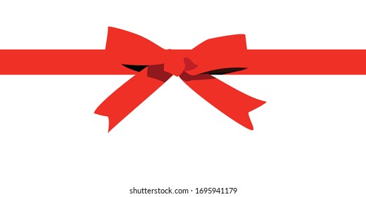El arco rojo. Cinta vectorial roja lazo satinado para regalos de Navidad, tarjetas de regalo y enseres de lujo aislados en fondo blanco