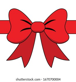  Red bow for celebration christmas and birthday, flat design isolated on white background,bow  for business and design. Design elements