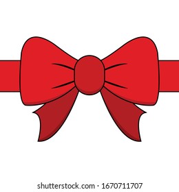  Red bow for celebration christmas and birthday, flat design isolated on white background,bow  for business and design. Design elements