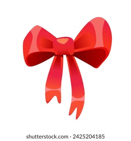 Red Bow for Celebration Christmas and Birthday. Vector Illustration Design Isolated on White Background.