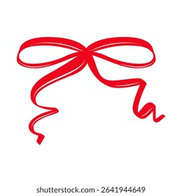 Red Bow Clipart Illustration in a Hand Drawn Coquette Style. Minimalist Silhouette with Whimsical Lines and Elegant Shape. Perfect for Gift Tags, Holiday Designs and Wedding Decor.