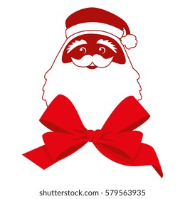 red bow and contour face of santa claus
