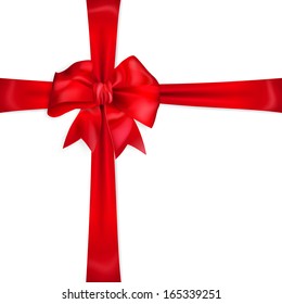 Red bow with crosswise ribbons