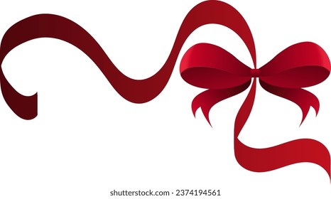 Red bow to decorate a wedding card, gift card or website. EPS10 vector without background.