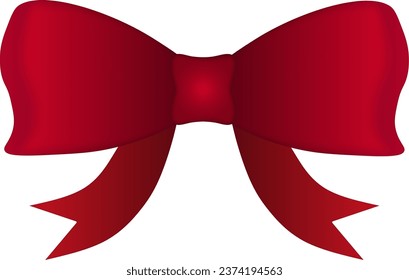Red bow to decorate a wedding card, gift card or website. EPS10 vector without background.