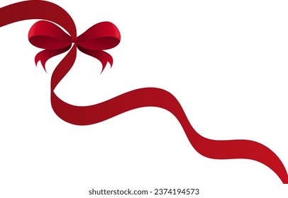 Red bow to decorate a wedding card, gift card or website. EPS10 vector without background.