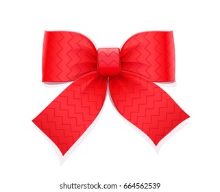 Roter Bogen. Dekoratives Element für Geschenk. Einziger weißer Hintergrund. Vektorgrafik.