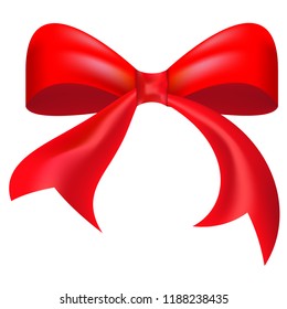 Red bow, design element, vector illustration