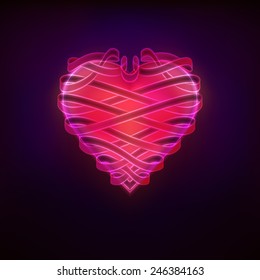 red bow design as love and heart symbol modern graphic isolated vector illustration on black background 