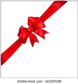 Red bow with diagonally ribbon
