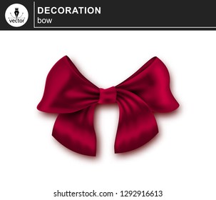 Red bow Elegant red bow decorative design element isolated on white background.