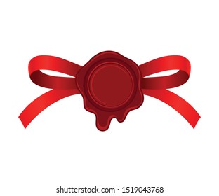 Red Bow With Empty Rosette In The Center Vector Illustration