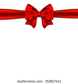 Red bow gift card with place for text. 