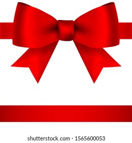 Red bow for gift and greeting card isolated on white