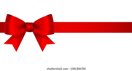 Red bow for gift and greeting card isolated on white