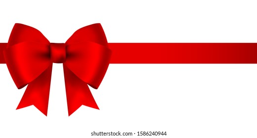 Red bow for gift and greeting card isolated on white