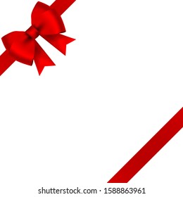Red bow for gift and greeting card isolated on white