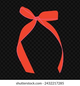 Red bow. Gift bow in hand-drawn and cartoon style. Colorful bow. Flat-style bow