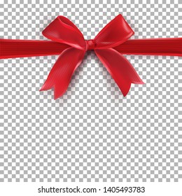 Red Bow Gift on transparent background. Gift background