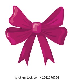 Red bow for gift and packaging. Vector, white background, isolated.