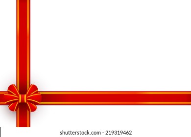 Red bow gift packing on a white background. Vector illustration. 