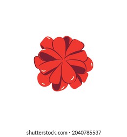 Red bow for gifts, banners, cards, decor. Christmas festive gift decoration. Valentine's Day. Vector.